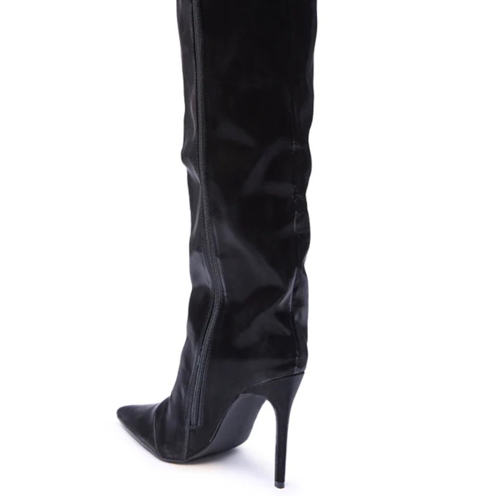 AKIRA AZALEA WANG VIETTA BLACK LIQUID LUXE STILETTO BOOT IN BLACK Size 1010 - Picture 4 of 5
